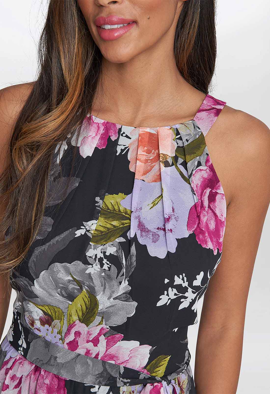 Gina Bacconi Claudia Printed Halter Maxi Dress With Belt - Image 6