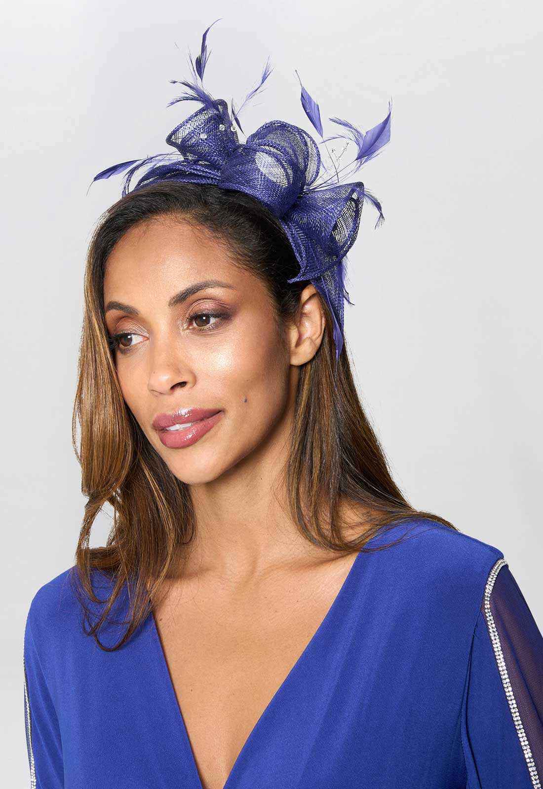 Gina Bacconi Cobalt Medium Disc Fascinator - Image 2