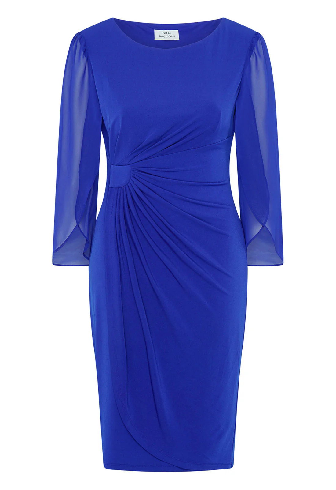 Gina Bacconi Cobalt Ryder Jersey And Chiffon Wrap Dress - Image 2