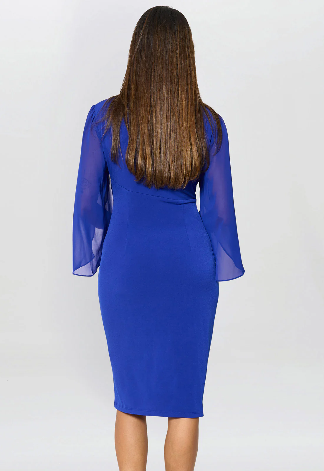 Gina Bacconi Cobalt Ryder Jersey And Chiffon Wrap Dress - Image 4