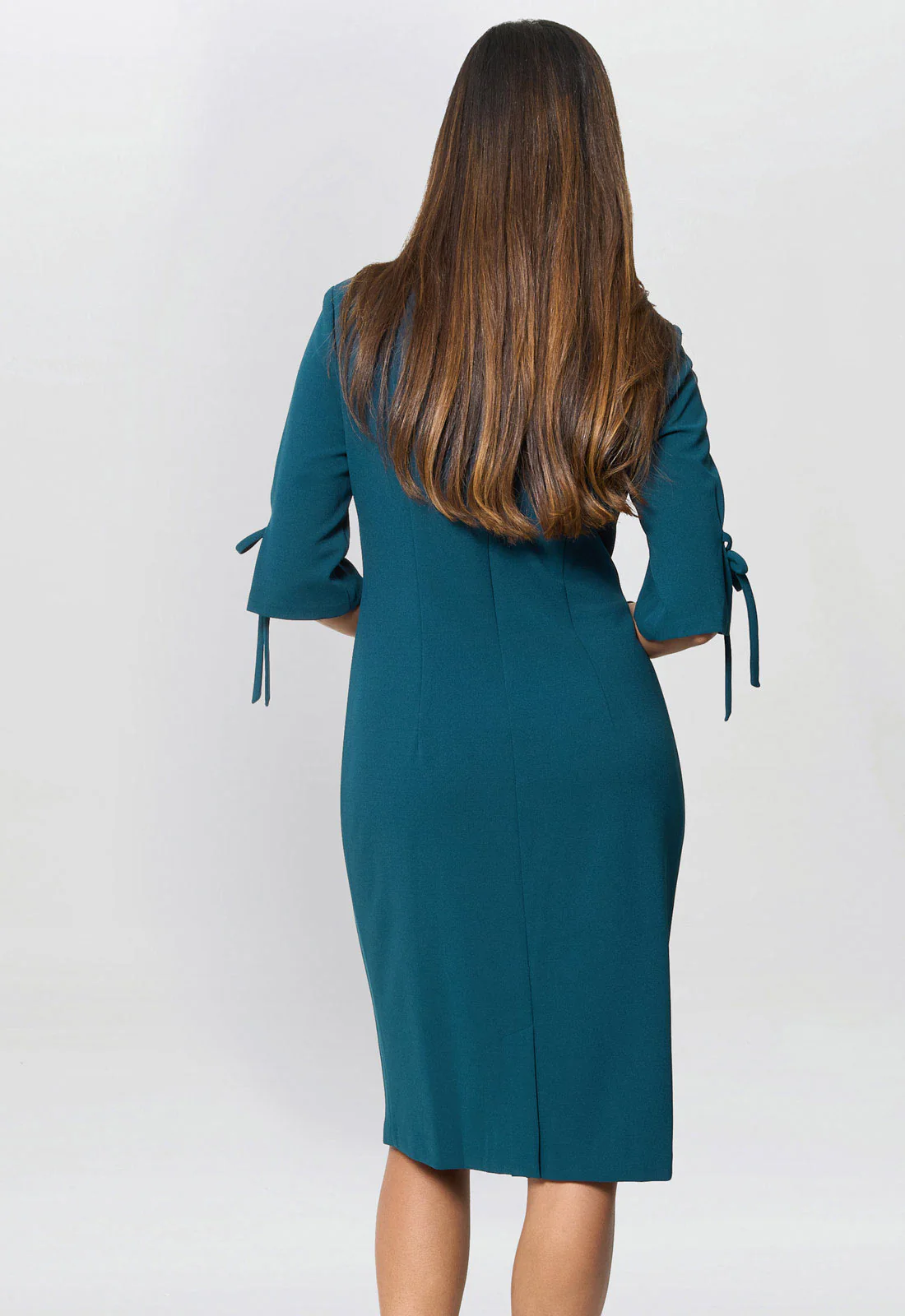 Gina Bacconi Dark Green Gilly 3/4 Sleeve Structured Dress - Image 2