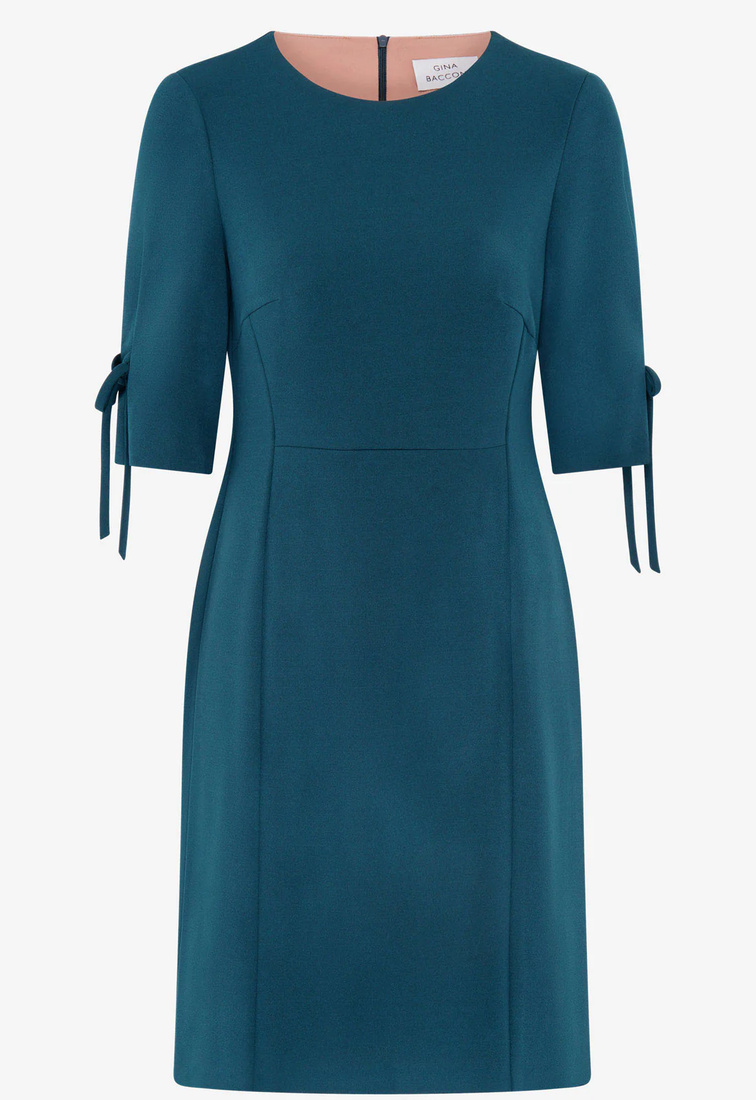 Gina Bacconi Dark Green Gilly 3/4 Sleeve Structured Dress - Image 4