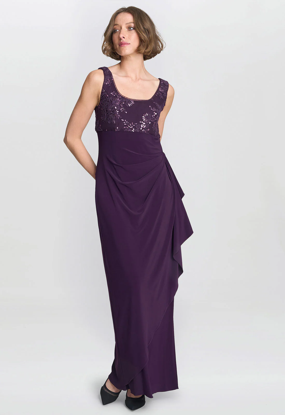 Gina Bacconi Aubergine Susanne Maxi Dress With Lace Jacket - Image 2