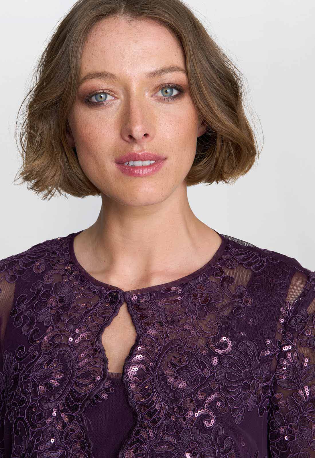 Gina Bacconi Aubergine Susanne Maxi Dress With Lace Jacket - Image 5
