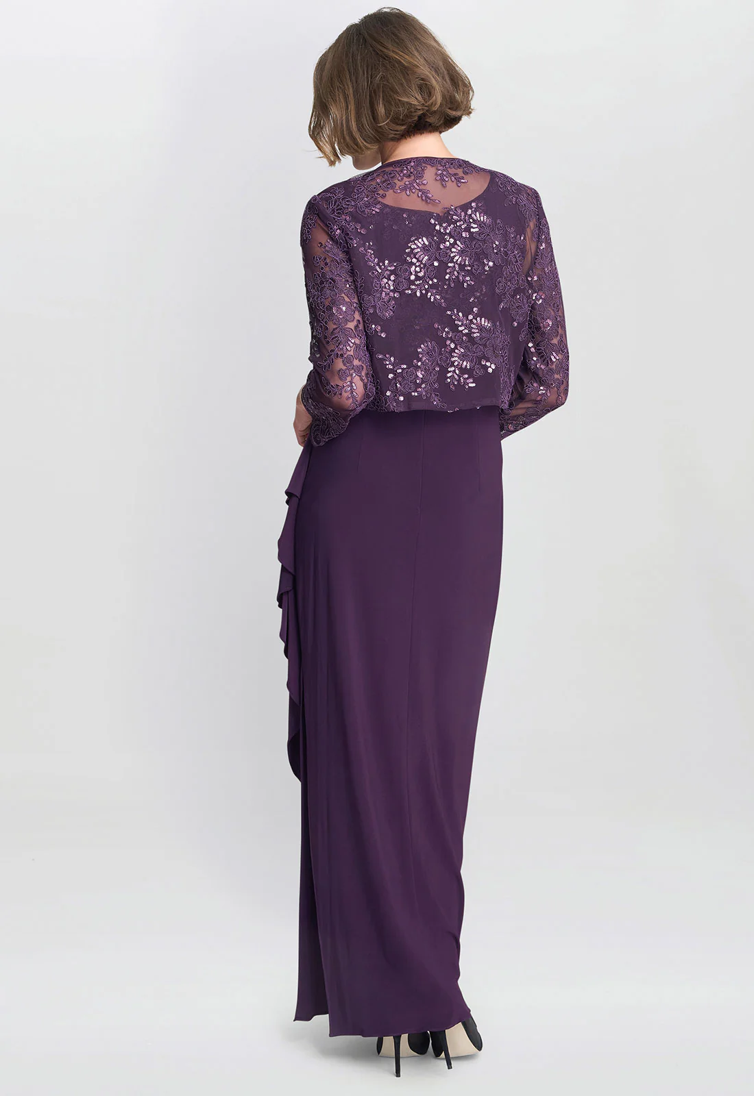 Gina Bacconi Aubergine Susanne Maxi Dress With Lace Jacket - Image 6