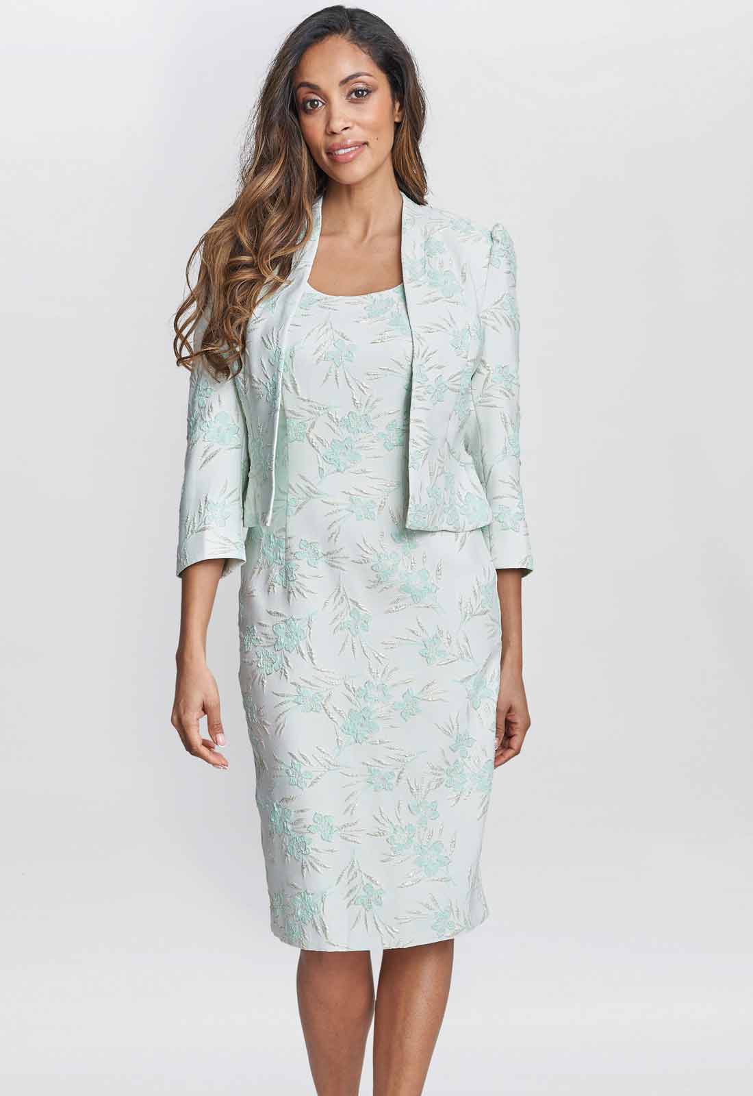 Gina Bacconi Aqua Eva Floral Jacquard Dress And Jacket - Image 2