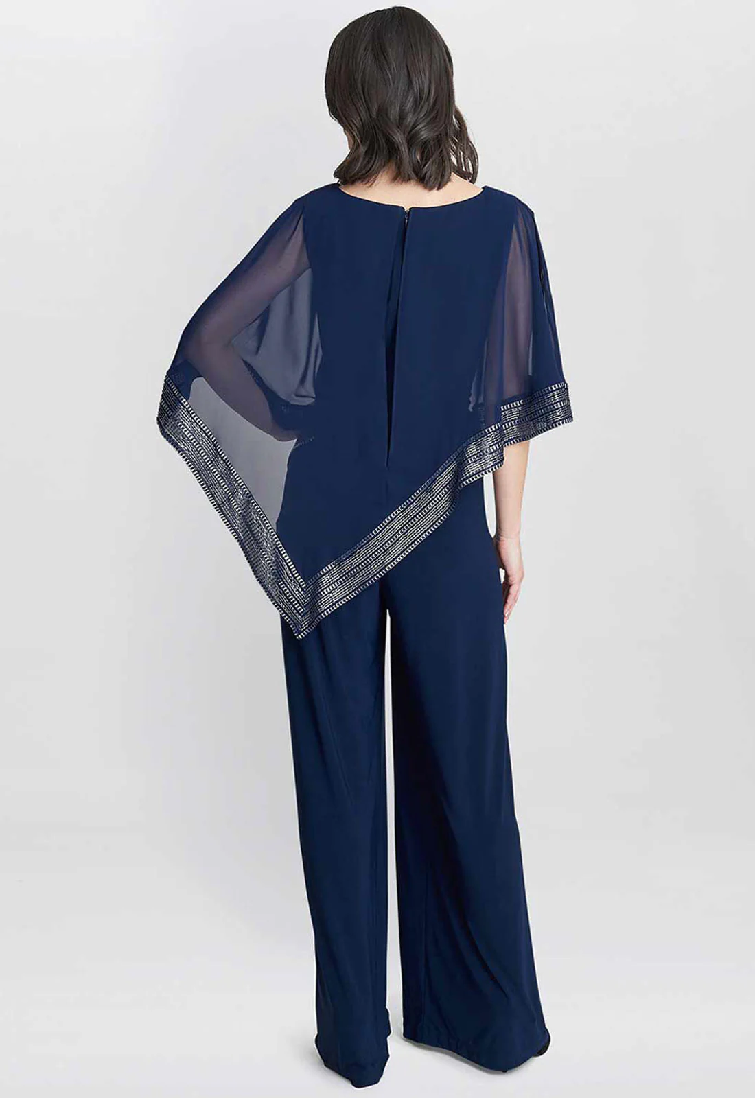 Gina Bacconi Blue Eve Asymmetrical Cape Jumpsuit - Image 2