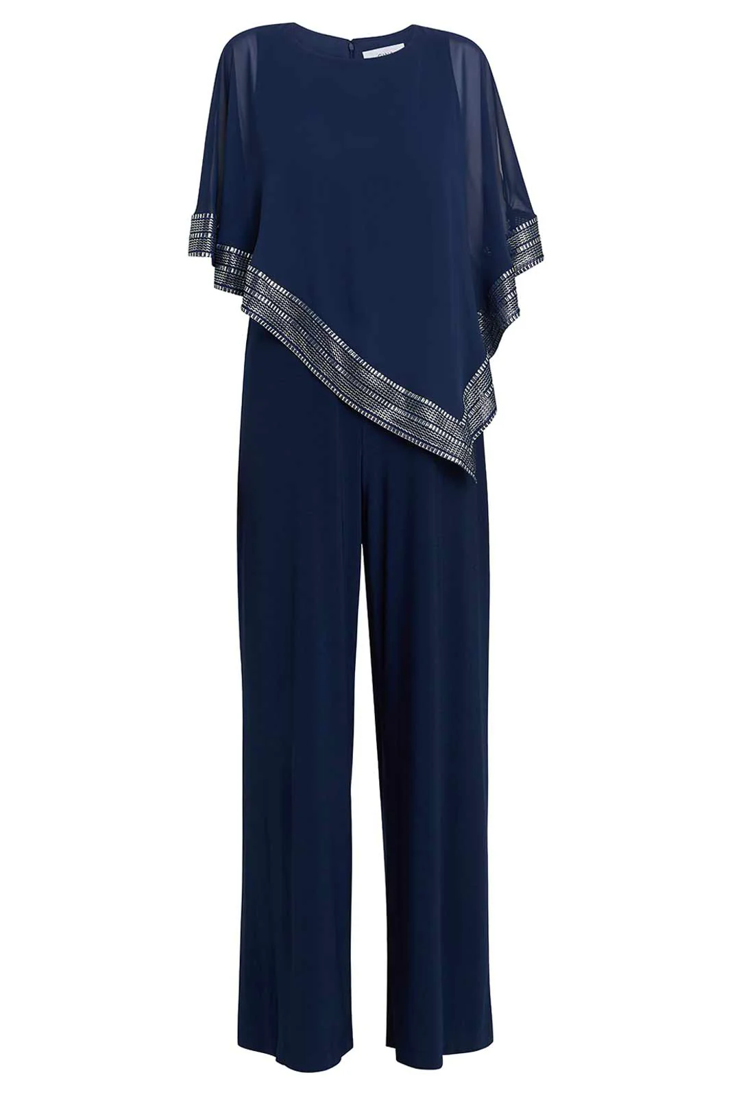 Gina Bacconi Blue Eve Asymmetrical Cape Jumpsuit - Image 4