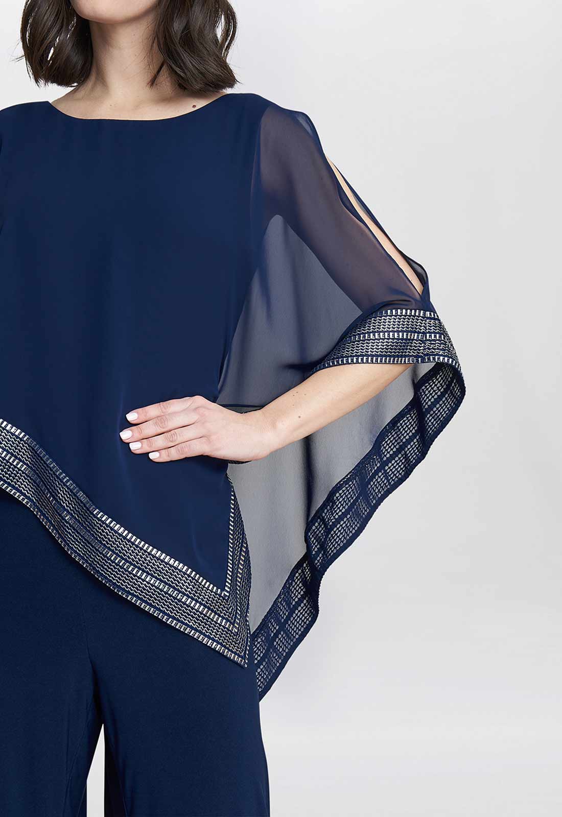 Gina Bacconi Blue Eve Asymmetrical Cape Jumpsuit - Image 5