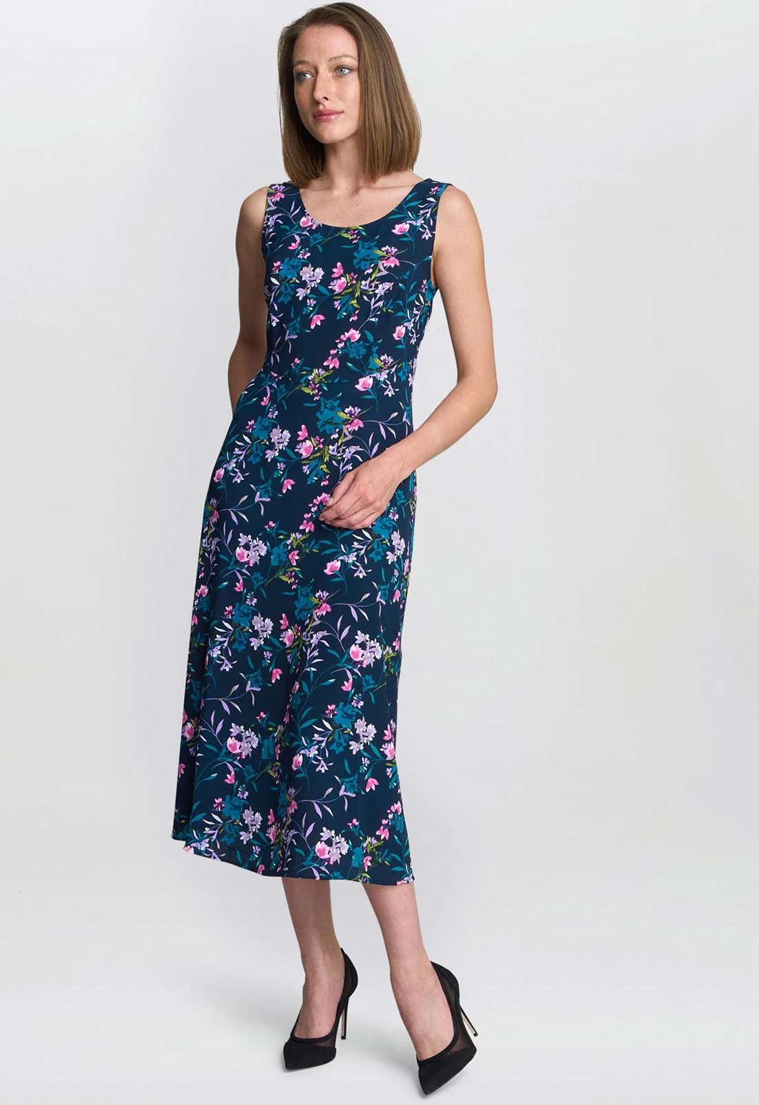 Gina Bacconi Navy Flo Floral Jersey Dress - Image 3