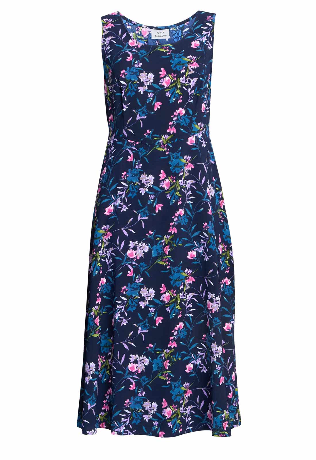Gina Bacconi Navy Flo Floral Jersey Dress - Image 4