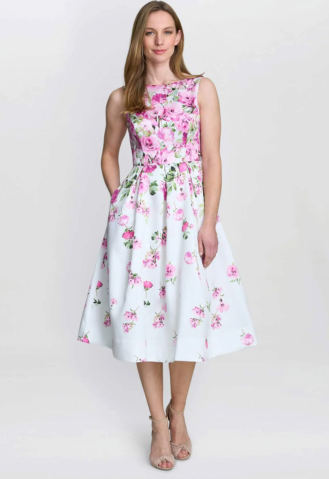 Gina Bacconi White Floral Sophia Midi Dress - Image 5