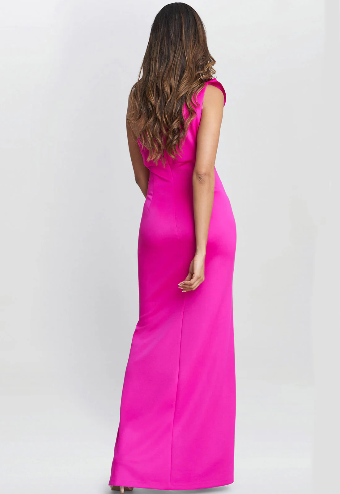 Gina Bacconi Fuchsia Agatha 3d Flower Detailed One Shoulder Maxi Dress - Image 5