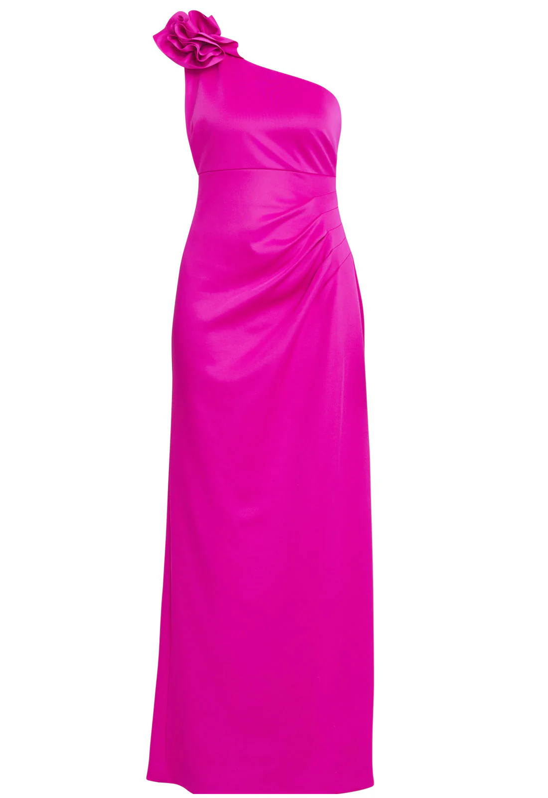 Gina Bacconi Fuchsia Agatha 3d Flower Detailed One Shoulder Maxi Dress - Image 6
