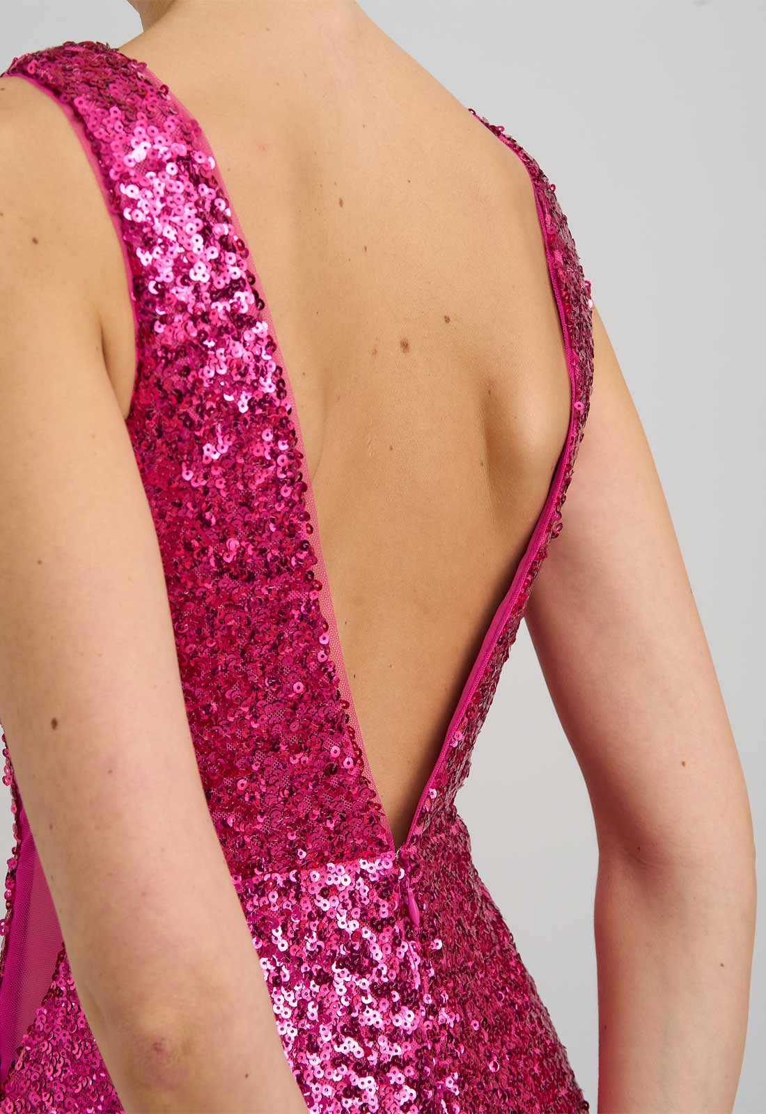 Gina Bacconi FUCHSIA Miller Sequin V Neck Maxi Dress - Image 7
