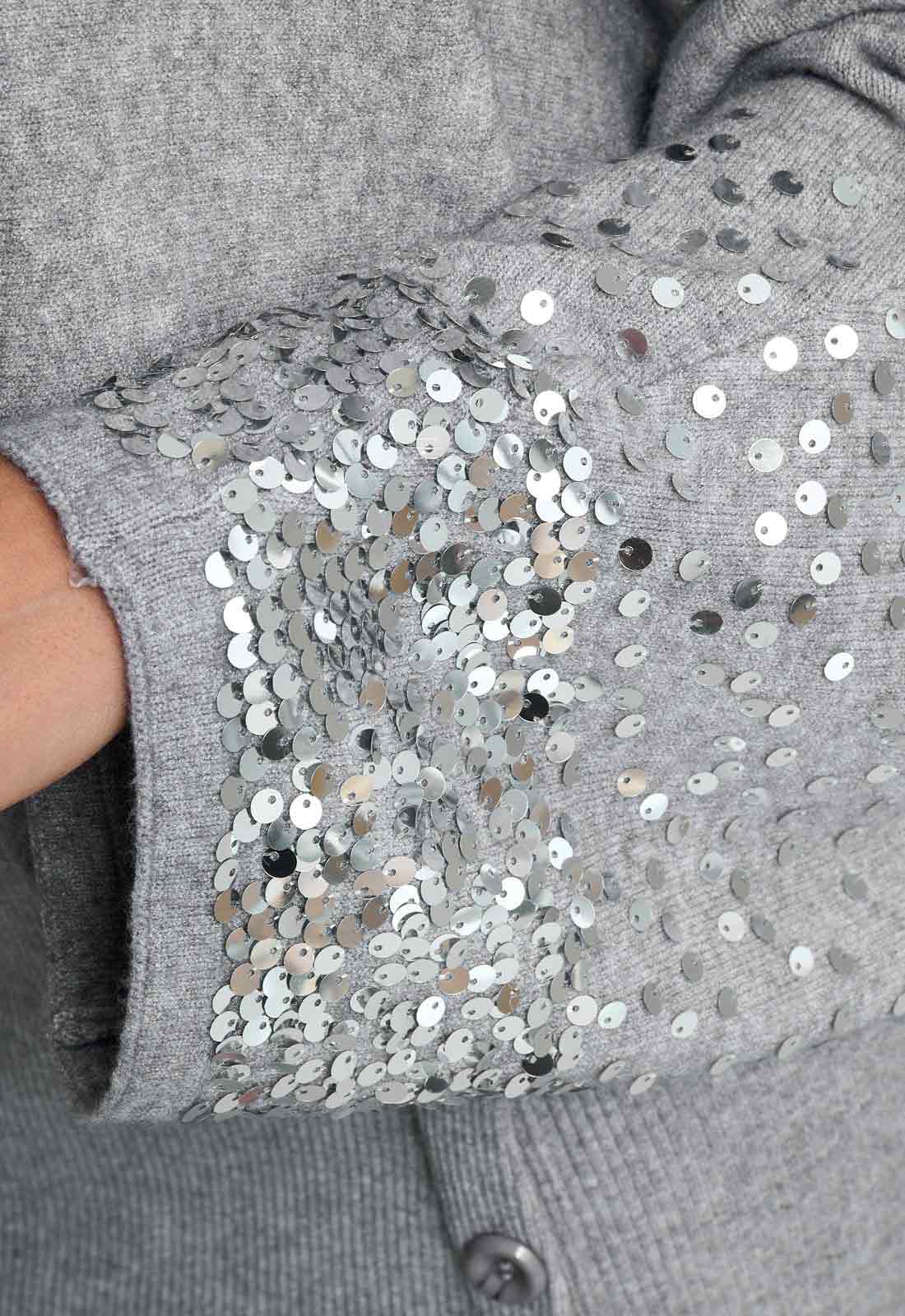 Gina Bacconi Grey Vanna Sequin Cuff Jumper - Image 2