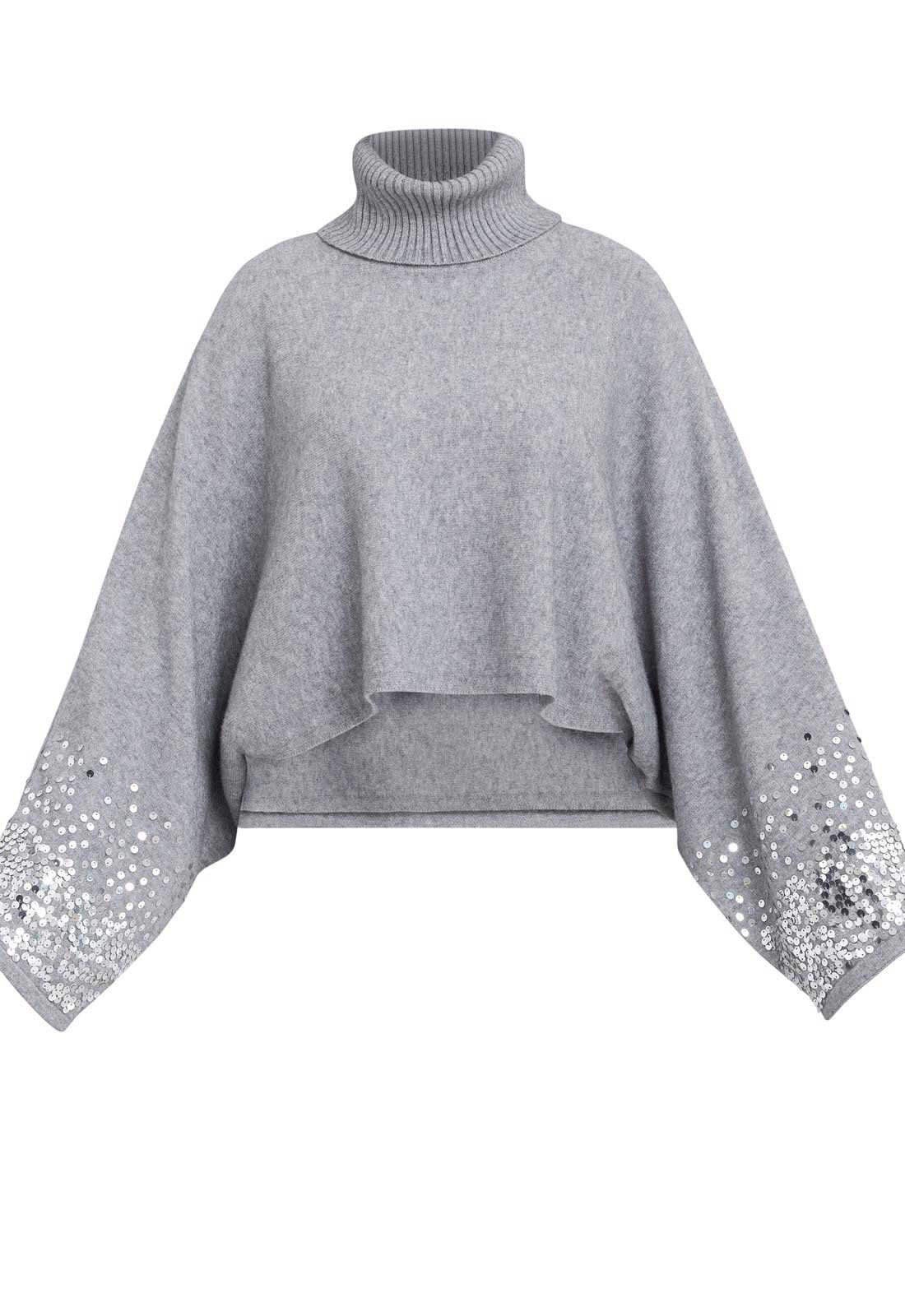 Gina Bacconi Grey Vanna Sequin Cuff Jumper - Image 5