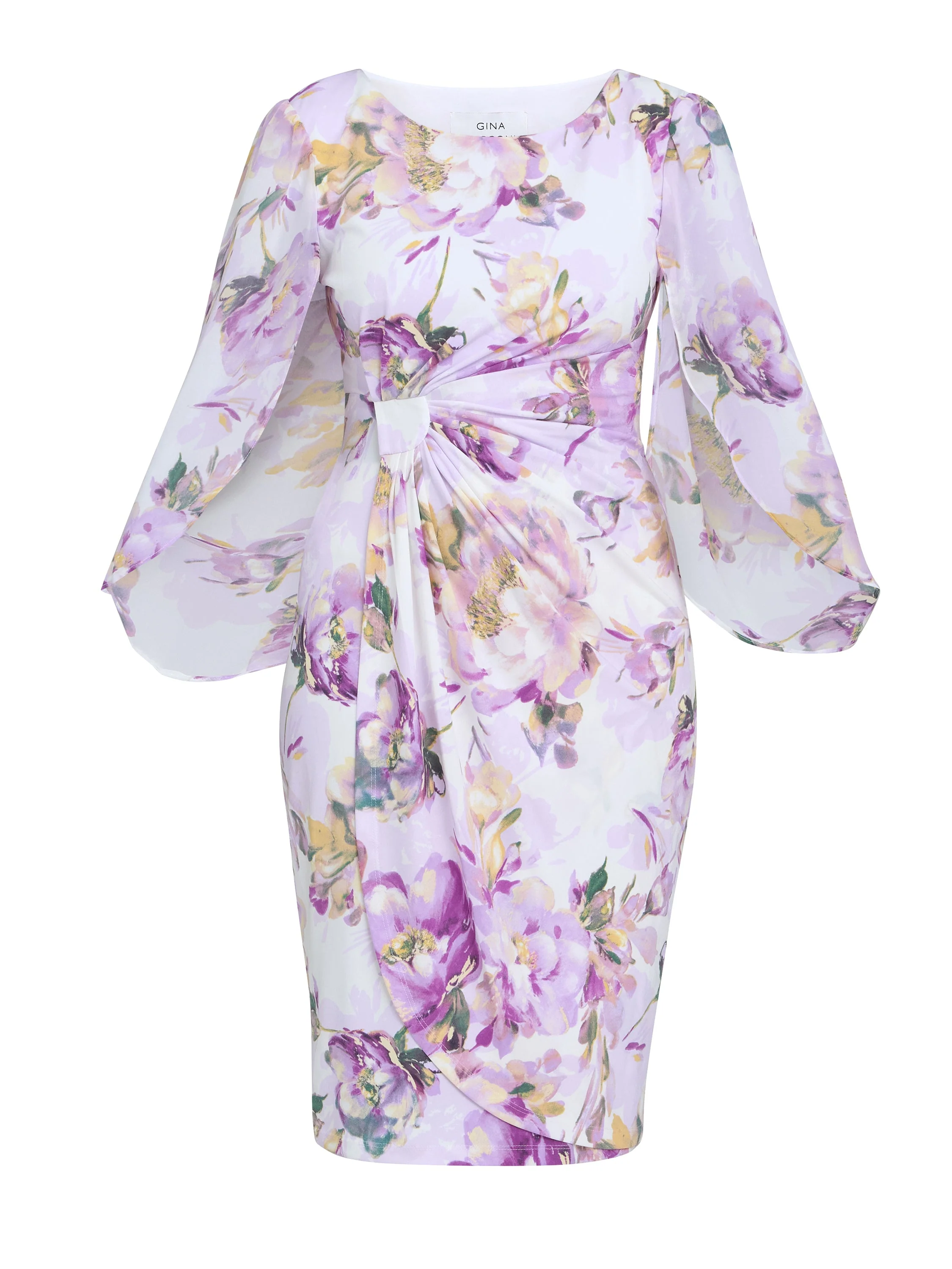 Gina Bacconi Ivory Harmony Floral Print Dress