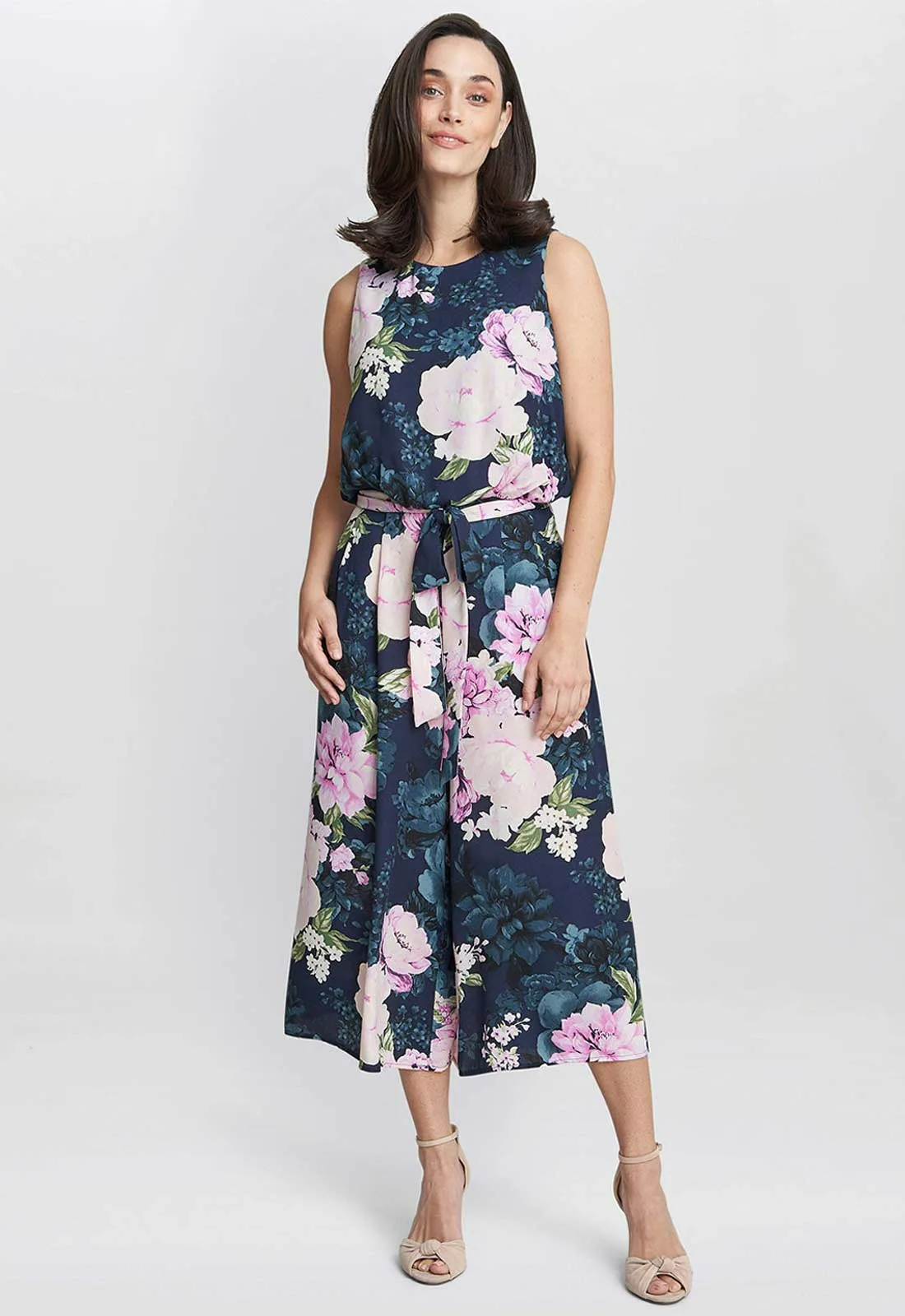 Gina Bacconi Hope Printed Cropped Jumpsuit With Tie Belt - Image 2