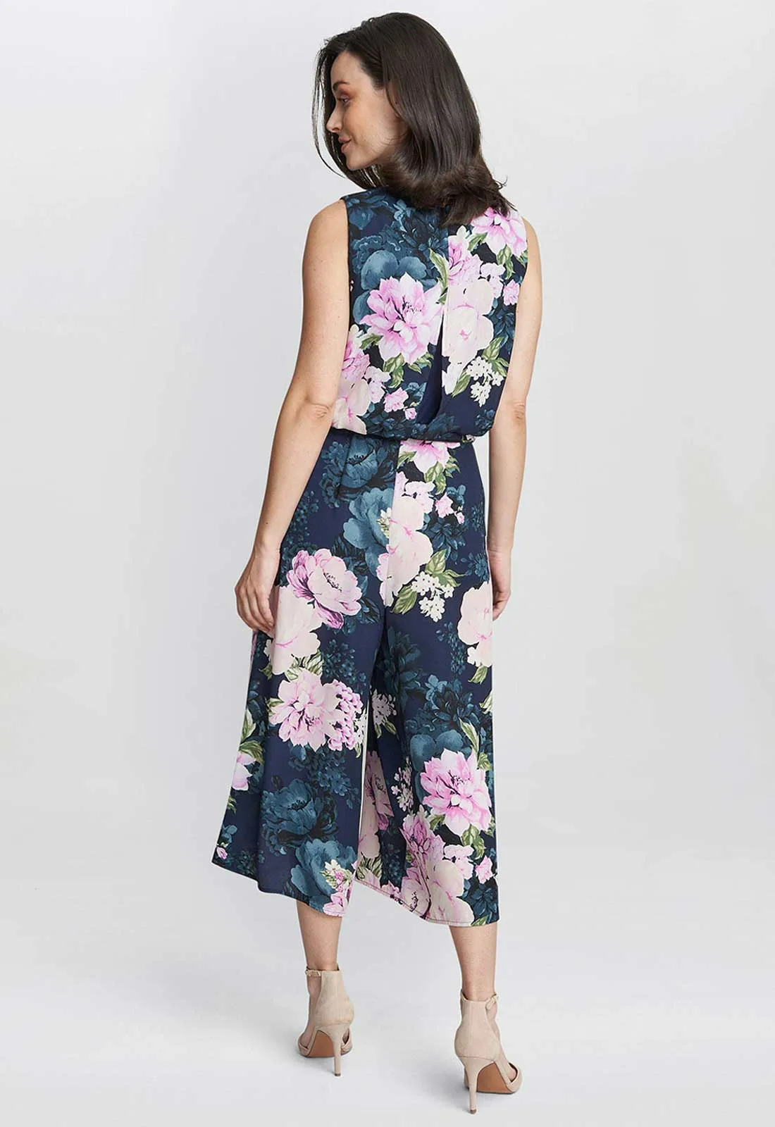 Gina Bacconi Hope Printed Cropped Jumpsuit With Tie Belt - Image 3