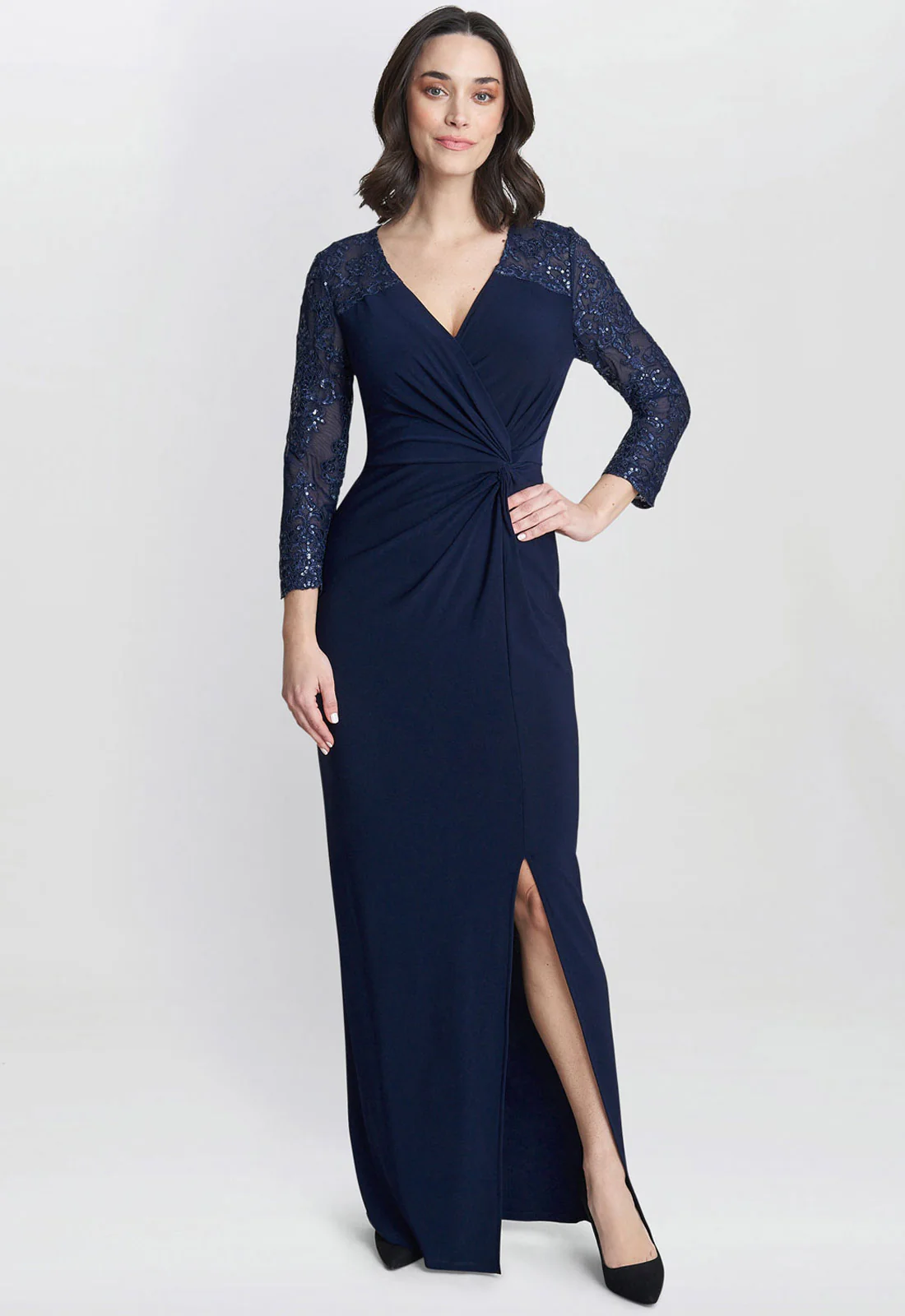 Gina Bacconi Navy Isla Maxi Dress With Twist Front - Image 2