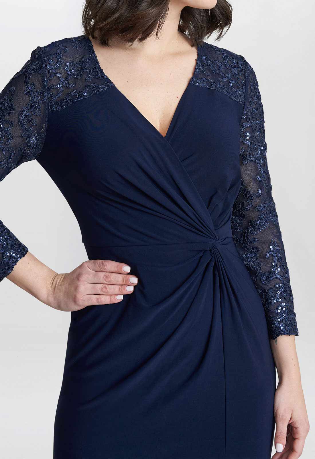 Gina Bacconi Navy Isla Maxi Dress With Twist Front - Image 5