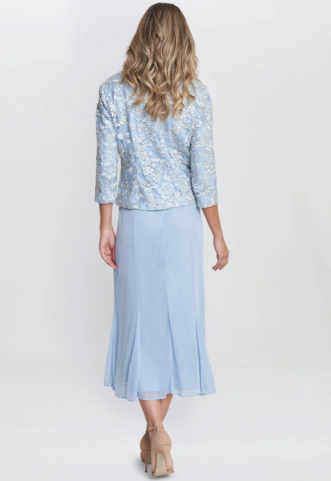 Gina Bacconi Blue Joyce Midi Dress And Jacket With Embroidered Lace - Image 4