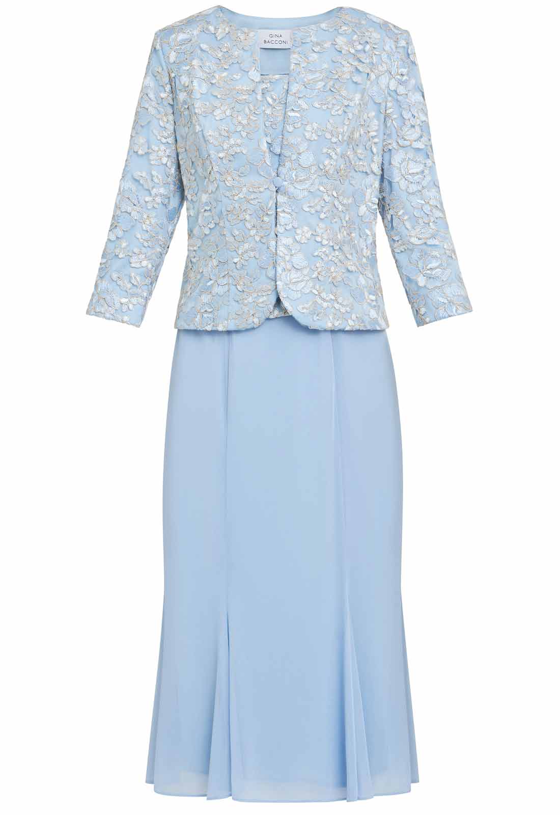 Gina Bacconi Blue Joyce Midi Dress And Jacket With Embroidered Lace - Image 5