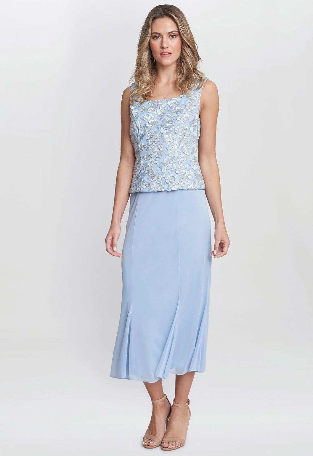 Gina Bacconi Blue Joyce Midi Dress And Jacket With Embroidered Lace - Image 6