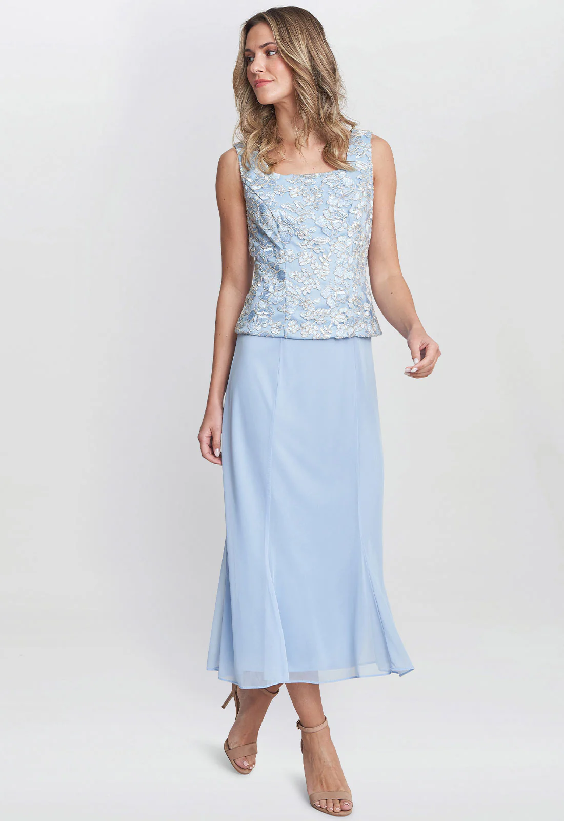 Gina Bacconi Blue Joyce Midi Dress And Jacket With Embroidered Lace - Image 7