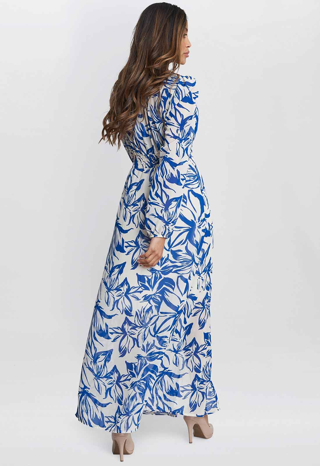 Gina Bacconi Blue Judy Button Neck Long Sleeve Dress - Image 2