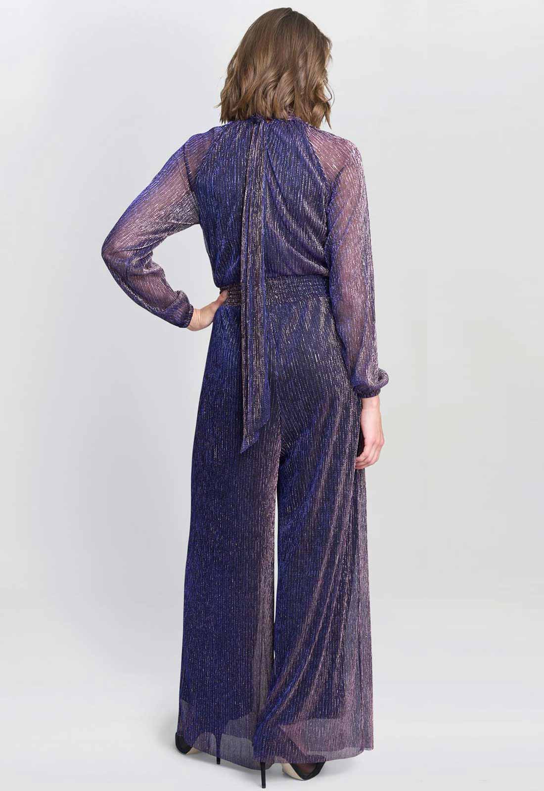 Gina Bacconi Blue Kylie Metallic Knit Jumpsuit - Image 2