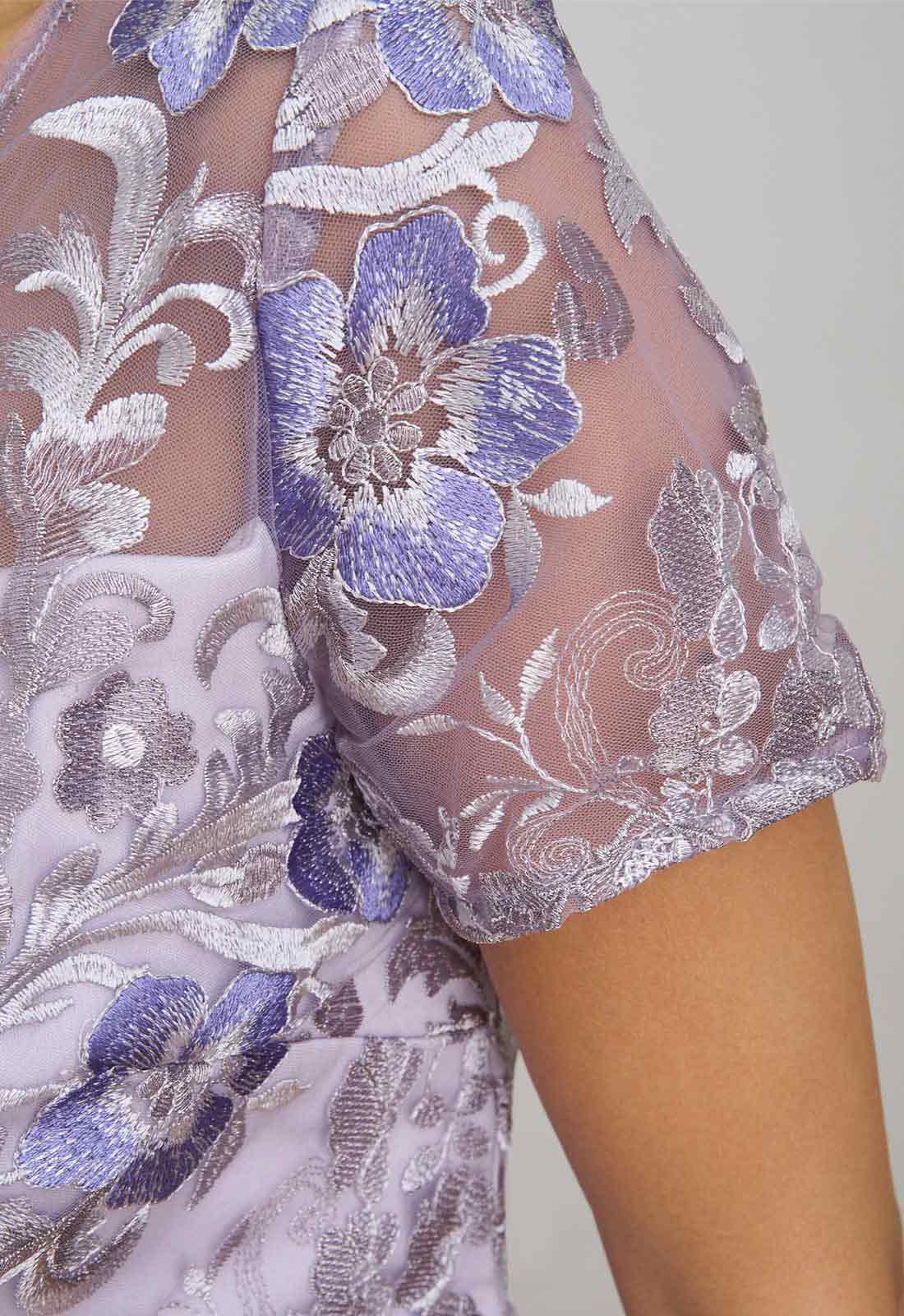 Gina Bacconi Lavendar Mildred Lace Midi Dress - Image 2