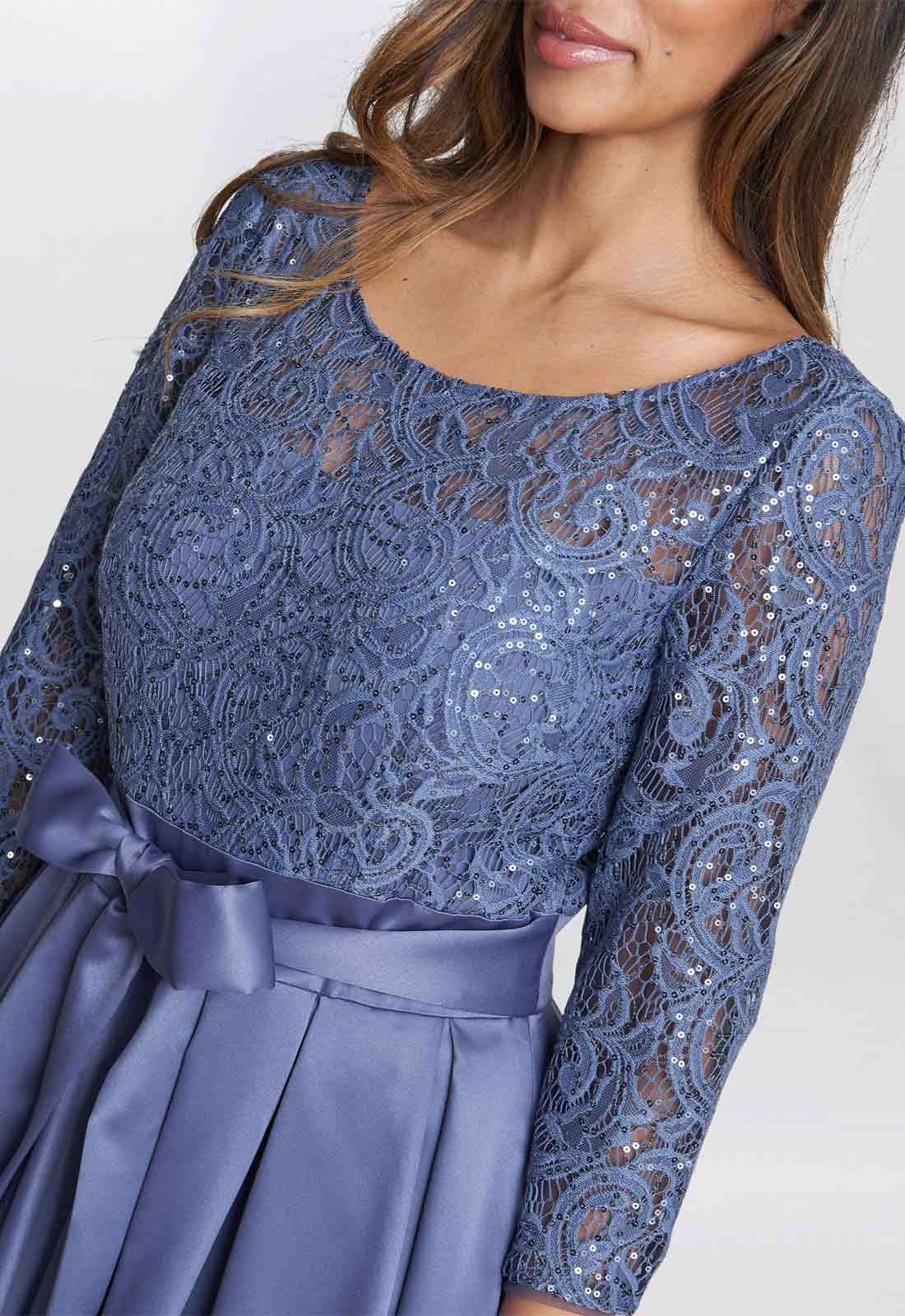 Gina Bacconi Blue Leona Sequin Lace Dress - Image 5