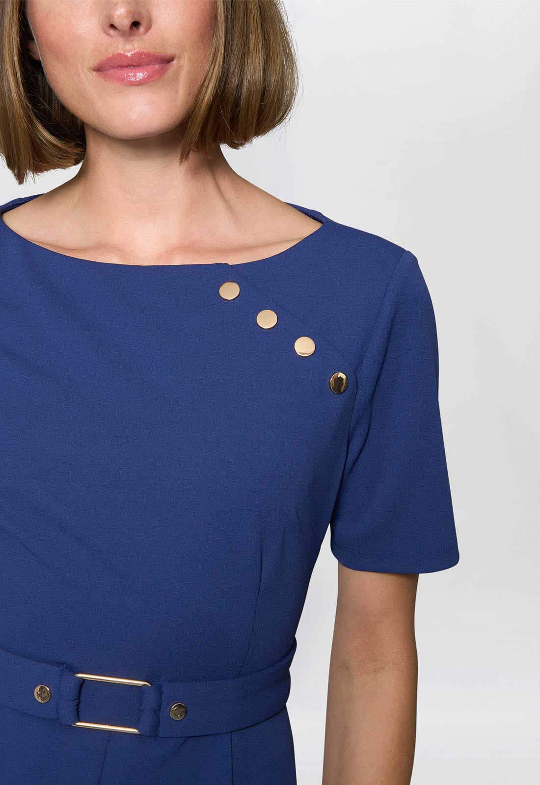 Gina Bacconi Light Navy Elise Belted Shift Dress - Image 5