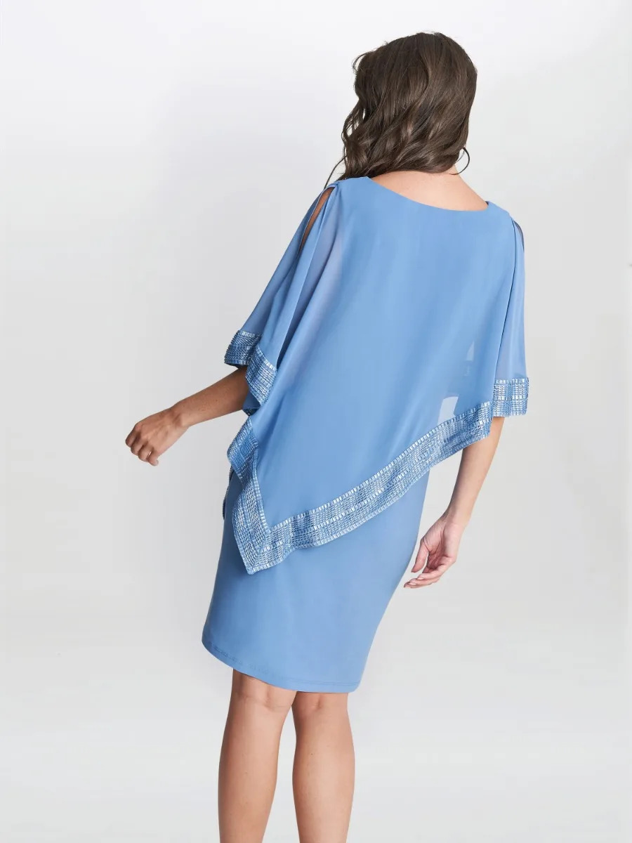 Gina Bacconi Lucy Metallic Trim Asymmetric Dress - Image 3