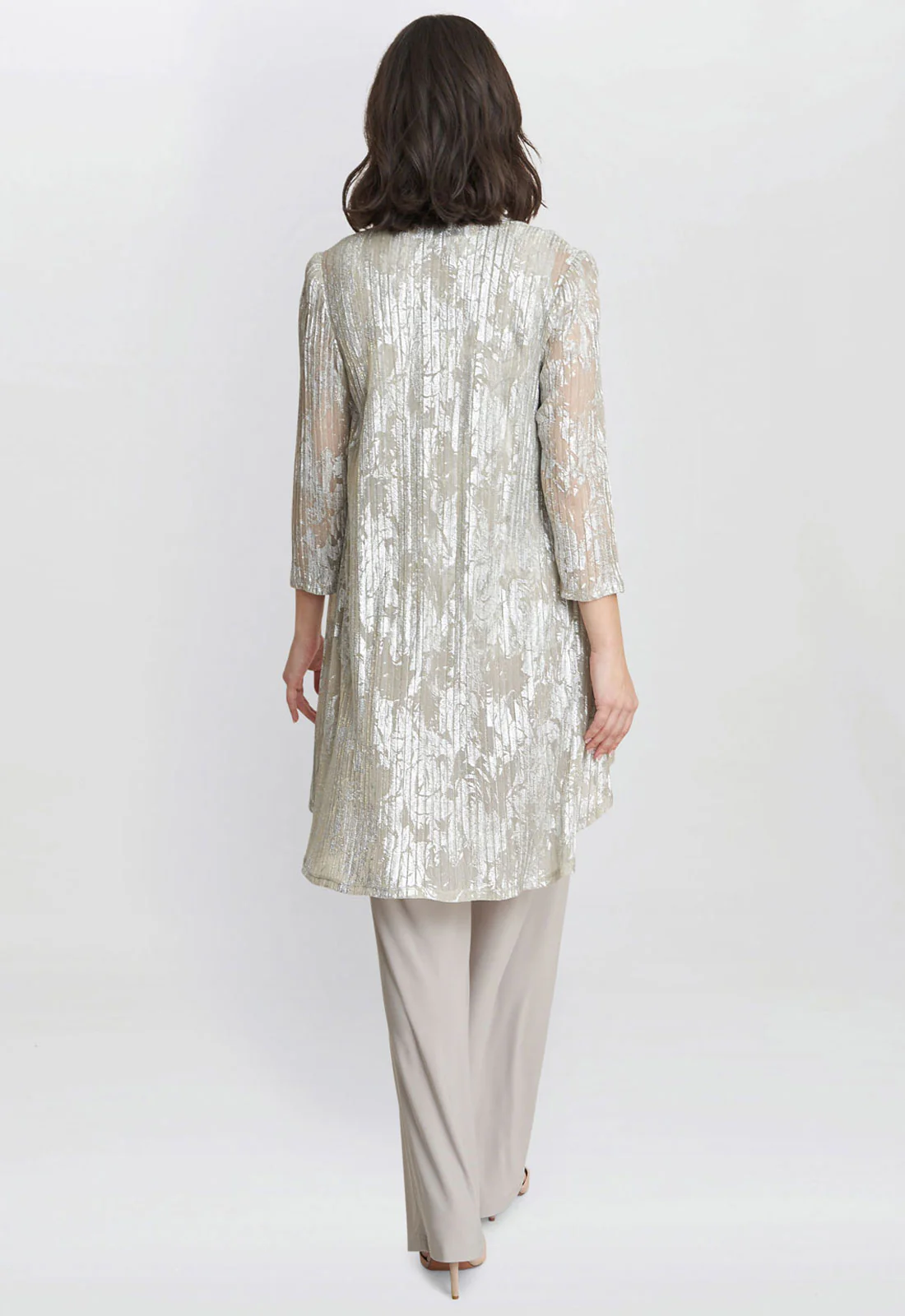 Gina Bacconi Champagne Mabel Three Piece Jacquard Trouser Suit - Image 6