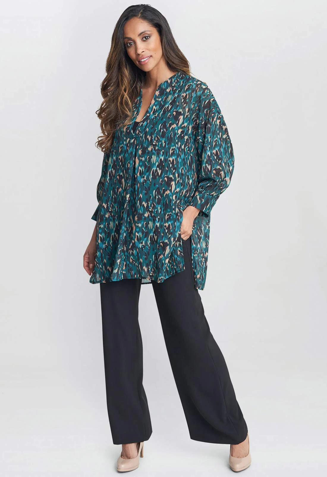 Gina Bacconi Multi Dido Collarless Shirt - Image 3