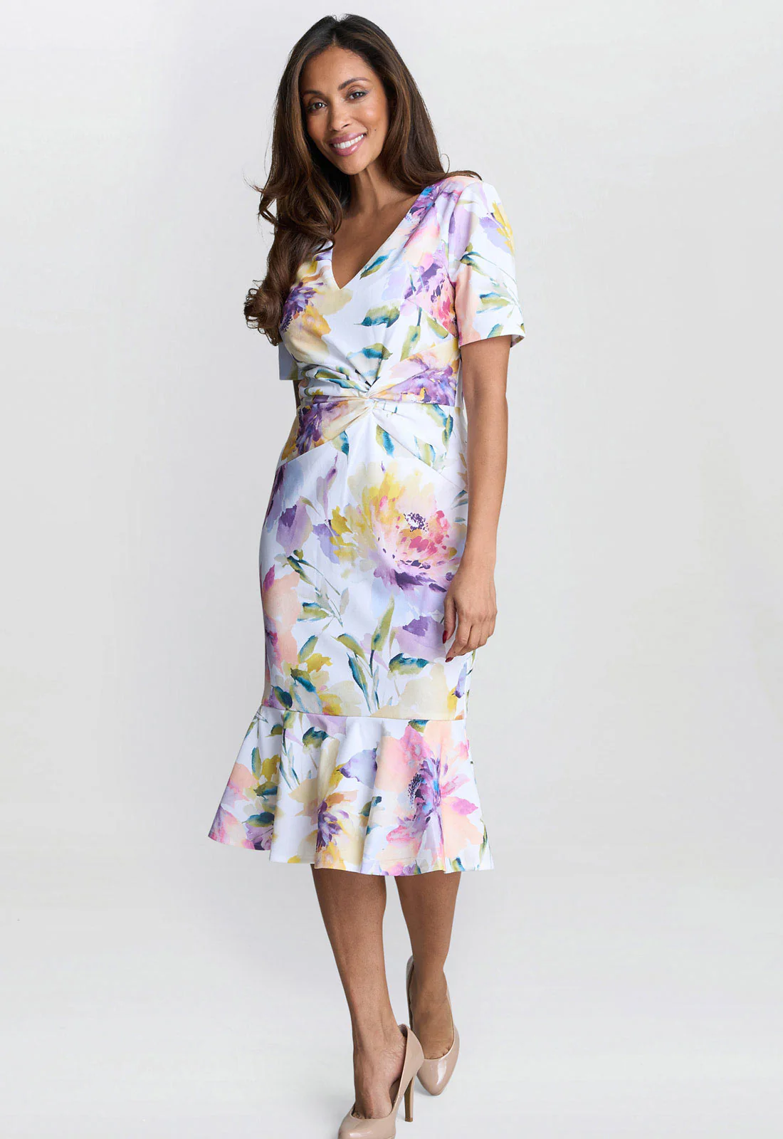 Gina Bacconi Multi Joy Printed Crepe Dress - Image 4