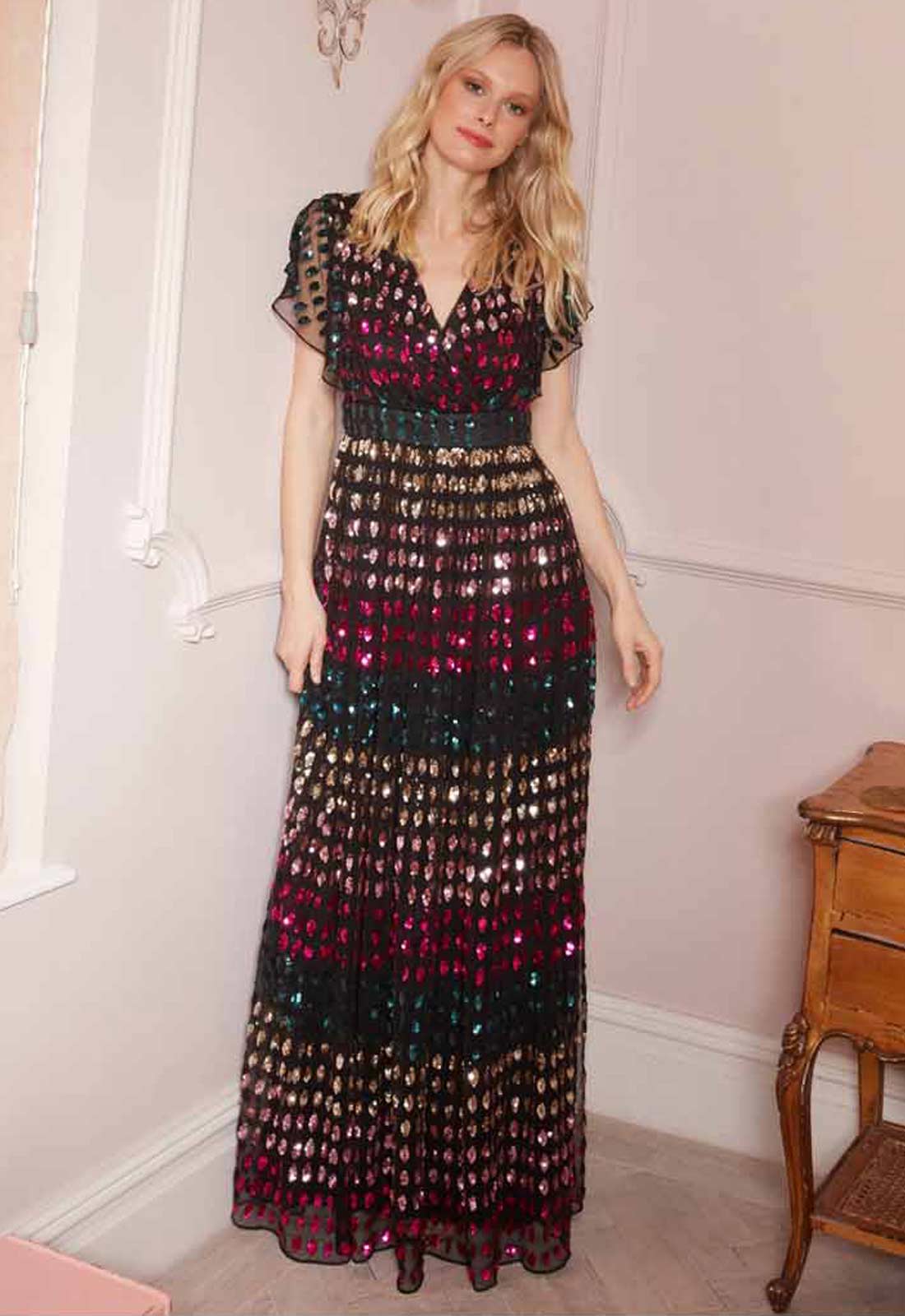 Gina Bacconi Multi Tiffany Multi Colour Sequin Dress - Image 2