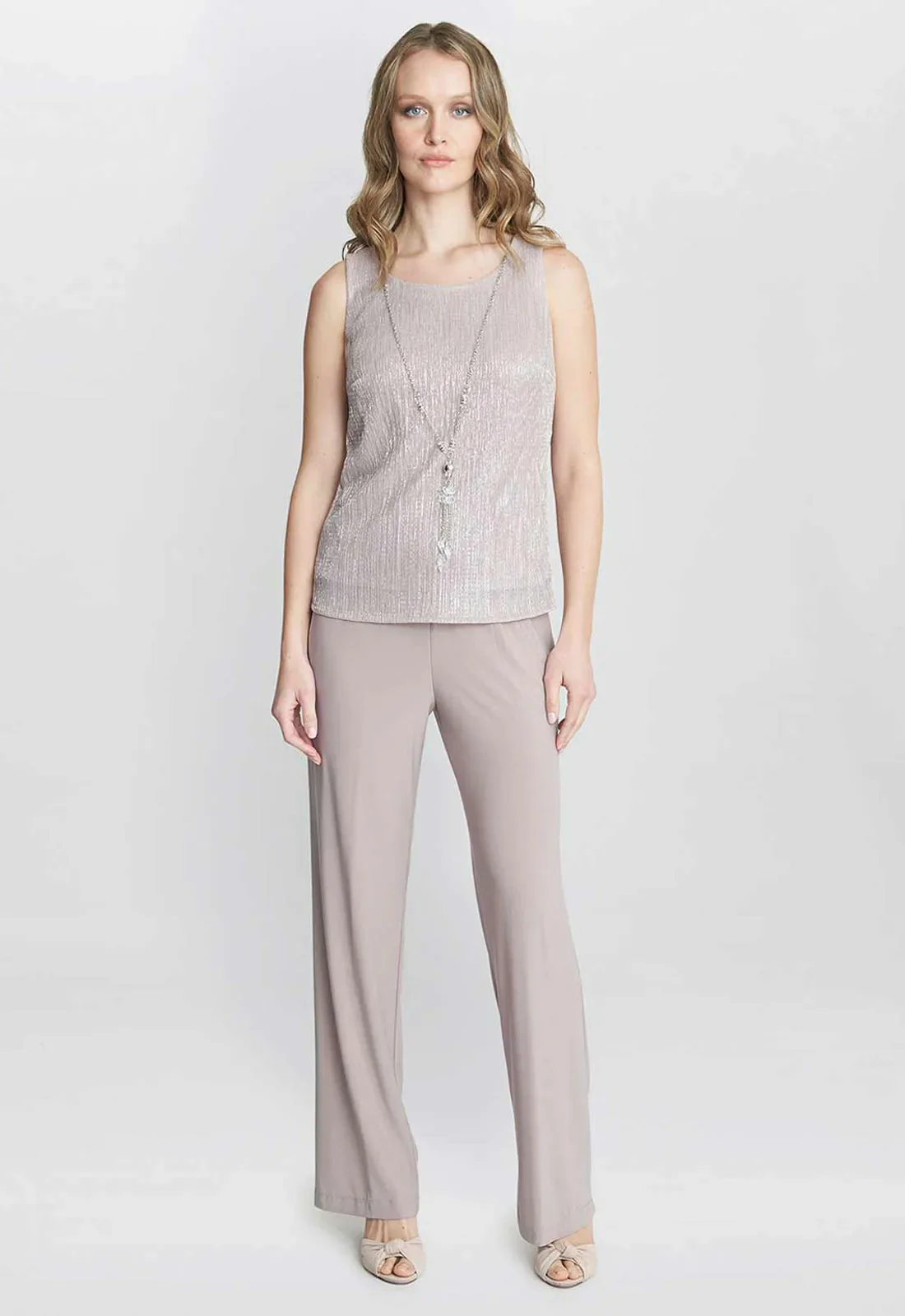 Gina Bacconi Natasha Three Piece Metallic Crinkle Trouser Suit - Image 3