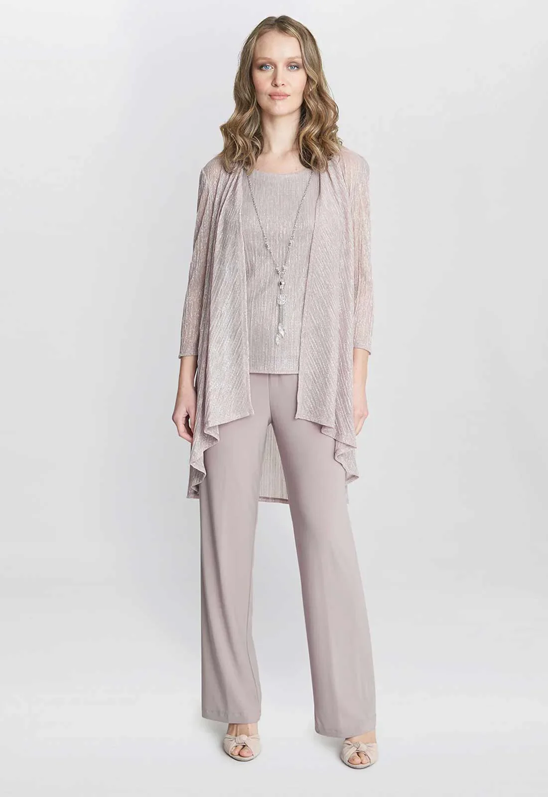 Gina Bacconi Natasha Three Piece Metallic Crinkle Trouser Suit - Image 5