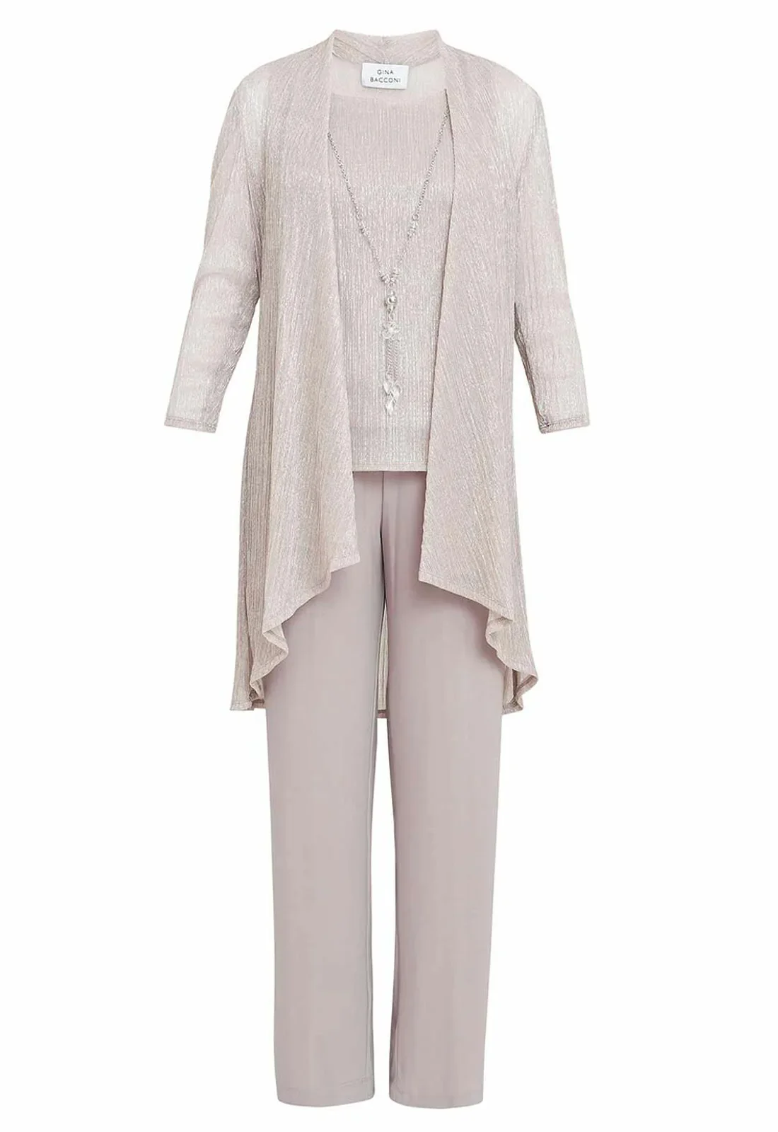Gina Bacconi Natasha Three Piece Metallic Crinkle Trouser Suit - Image 6