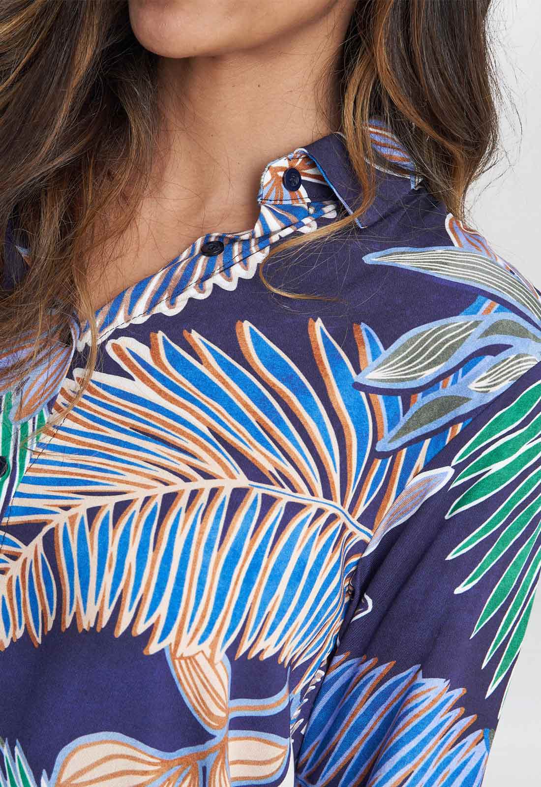 Gina Bacconi Navy and Multi Tabitha Printed Tunic Shirt - Image 5