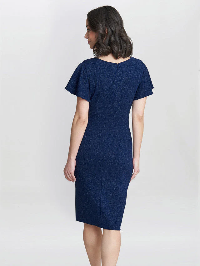 Gina Bacconi Blue Glenda Metallic Midi Dress - Image 3