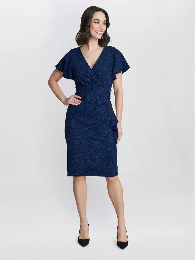 Gina Bacconi Blue Glenda Metallic Midi Dress - Image 4