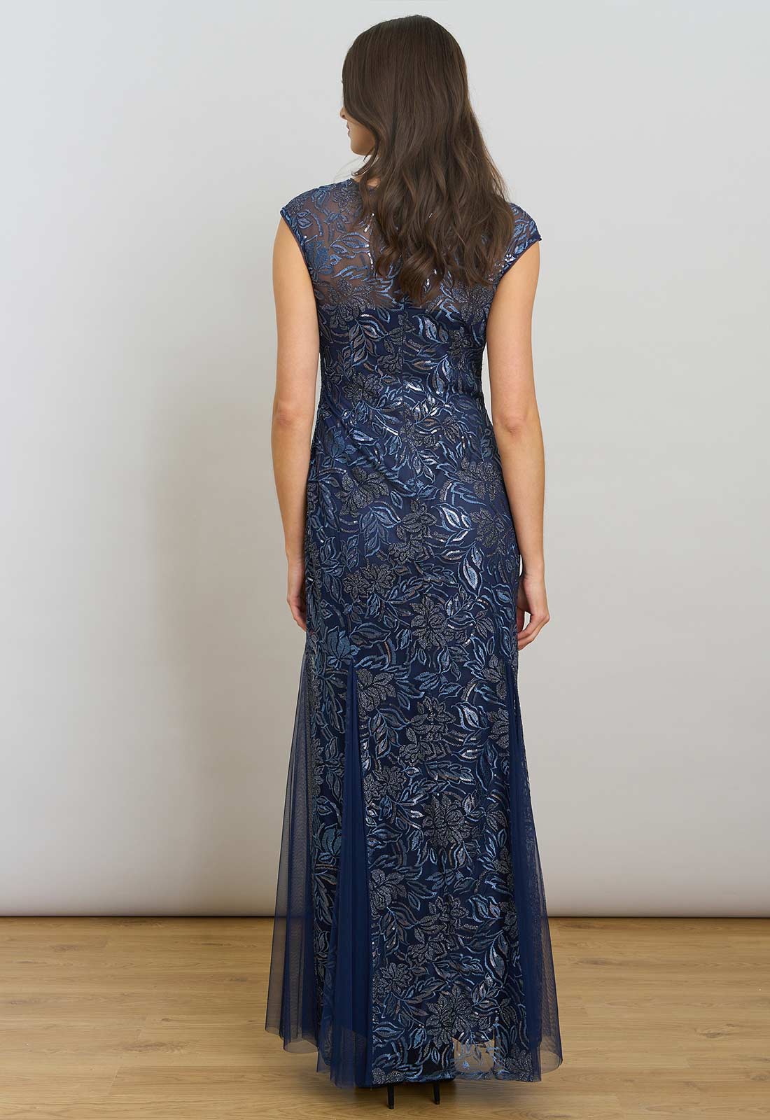 Gina Bacconi Navy Indy Maxi Dress With Matching Scarf - Image 2