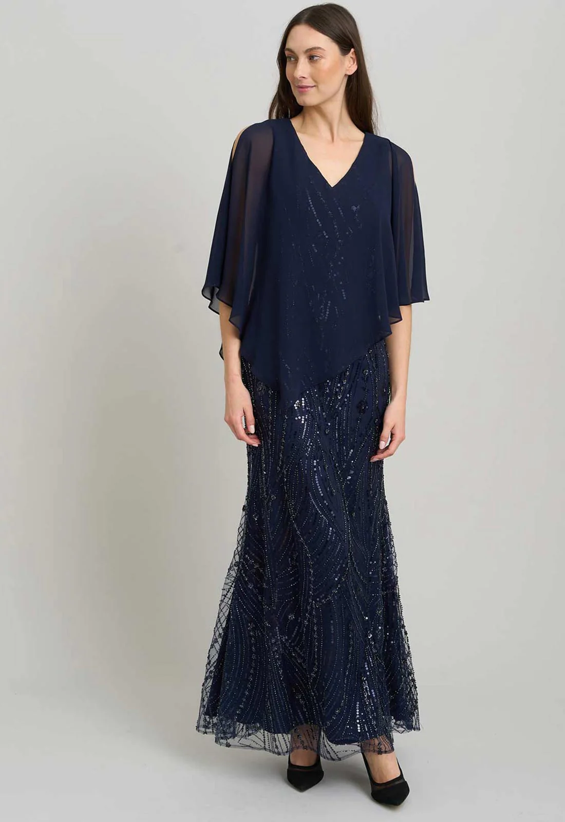 Gina Bacconi NAVY Leslie Embellished Maxi Dress - Image 6