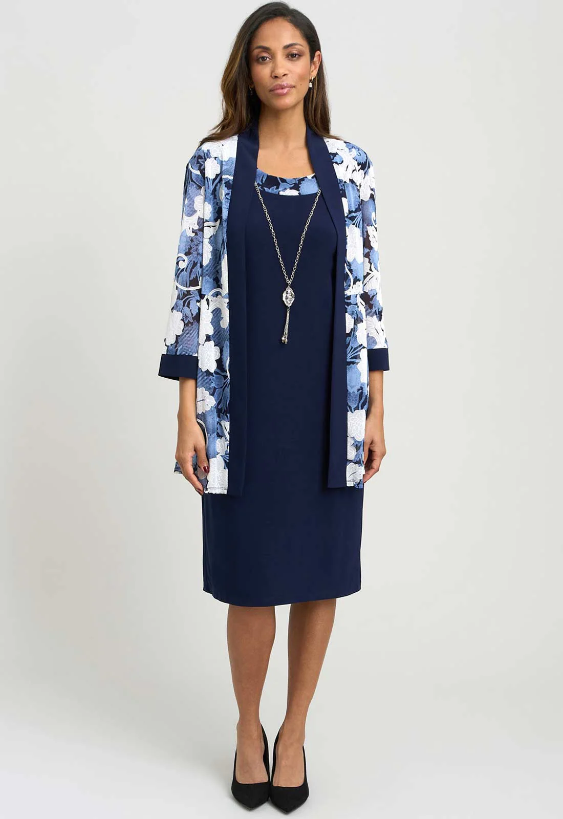Gina Bacconi NAVY Lidiya Printed Dress And Jacket