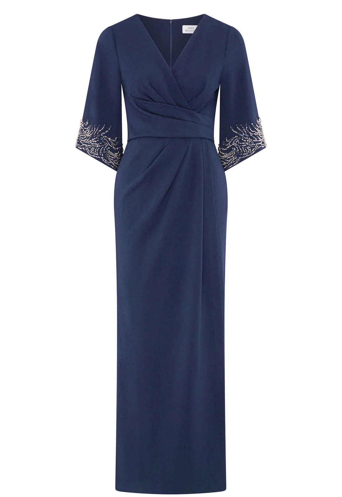 Gina Bacconi Navy Lilly Embellished Sleeve Maxi Dress - Image 5